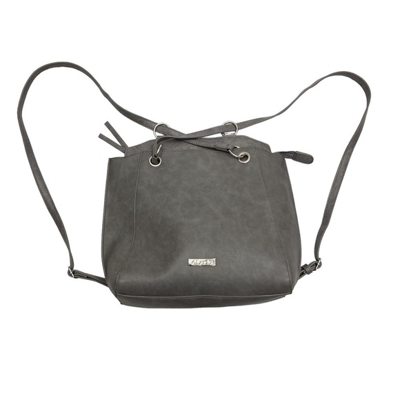 ALBERTO backpack purse 2 in 1 shoulder bag grey vegan leather - Picture 1 of 16